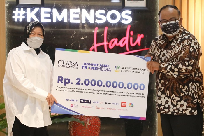 Gandeng Partisipasi Swasta Tangani Pandemi, Kemensos Terima Bantuan Rp 2 Miliar dari CT ARSA dan Dompet Amal Transmedia