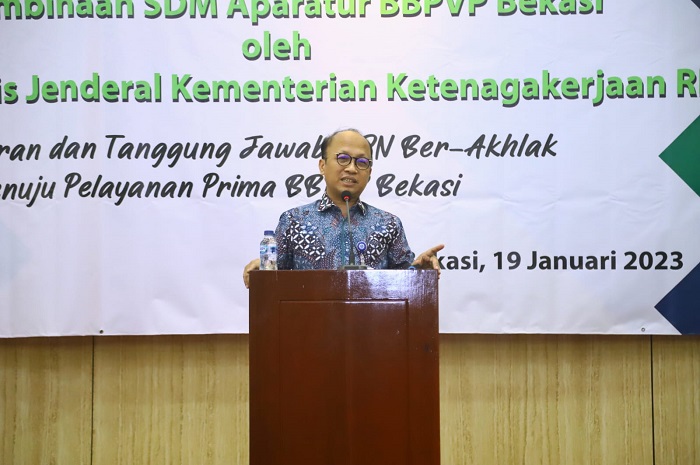 Sekjen Kemnaker Minta ASN BBPVP Bekasi Pahami Nilai-nilai Core Value BerAKHLAK