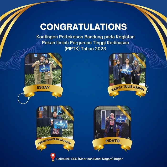 Pada Perhelatan PIPTK 2023, Kontingen Poltekesos Bandung Juara di Empat Cabang